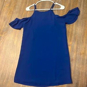 Blue off the shoulder dress. Size Small.